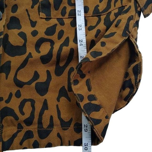 Future Collective Leopard Denim Utility Jacket 0 New - Picture 9 of 11